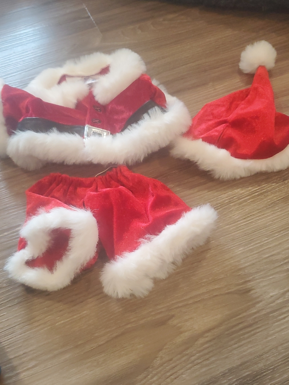 Build A Bear Red Santa Costume Set with White Faux Fur Trim